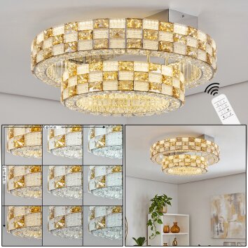 Rund LED Taklampa Seloria med fyrkantiga amber- och klara glasskärmar, 2700–6000 Kelvin