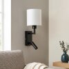 Turil LED vägglampa med tygskärm och vridbar läslampa, sänglampa med brytare