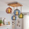 Boho kluster-taklampa Koyoto med fyra glaskupor i blått, grönt och koppar