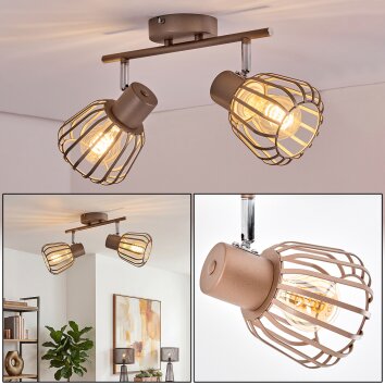 Keldor taklampa med gallerskärmar, spotlight med 2 ljuskällor och E27