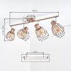 Takstrålkastare Keldor med fyra burformade spotlights, roterbara ljuselement, brun och krom