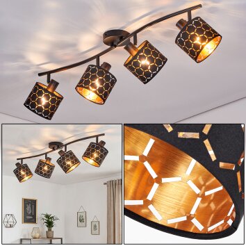 Alsen taklampa med spotlights, 4-lågig takspot med vridbara perforerade skärmar