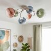 Chehalis retro taklampa med globdesign, 6 ljuskällor, Ø 64 cm för vardagsrum