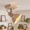 Modern naturfärgad taklampa Orny med vinklat lamphuvud och detaljer för hall och entré
