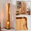 Modern golvlampa Sernadelo med skulptural naturfärgad träpanel, öppen E27-fattning