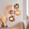 Modern Klot-vägglampa Koyoto med tre glasskärmar i krom, rökfärg och amber