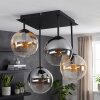 Modern kluster-taklampa Gastor med fyra glasskärmar i rök, amber och klart