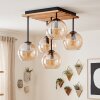 Naturfärgad Kluster-taklampa Koyoto, globformade amberglasskärmar för matbordet