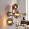 Modern kulformad vägglampa Koyoto med tre runda skärmar i krom, rök och klart