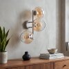 Modern vägglampa Koyoto med tre runda glasskärmar i amber och klart glas