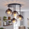 Modern klustertaklampa Koyoto med 4 rökfärgade och klara glasskärmar
