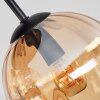 Modern kluster-taklampa Koyoto med fyra bärnstensfärgade glasskärmar för matbordet