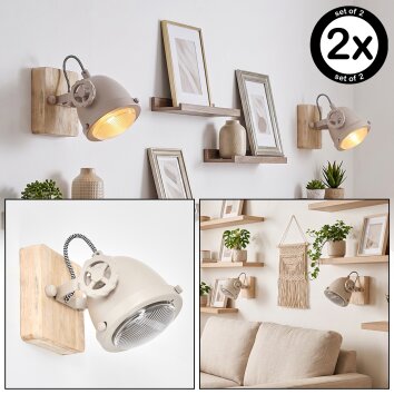 Riktbar vägglampa Herford i 2-pack med sandfärgat spotlightlamphuvud för läshörnan
