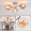 Kluster-taklampa Gastor med tre klara glasskärmar med amberfärgad ton, modern stil