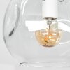 Modern sandfärgad vägglampa Ripoll med tre runda klarglasskärmar i kluster