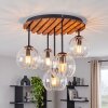 Kluster-taklampa Koyoto med fem klara räfflade glasskärmar för matbordet