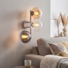 Modern klotformad vägglampa Gastor med tre glaskupor i rökfärg, amber och klart glas