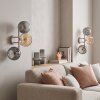 Modern vägglampa Koyoto i 2-pack med tre runda glaskupor i rök och amber