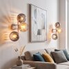 Modern vägglampa Koyoto i 2-pack med tre runda glaskupor i rök och amber