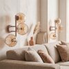 Modern klotvägglampa Koyoto i 2-delat set med tre bärnstensfärgade glasskärmar