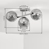 Modern kluster-taklampa Koyoto med tre räfflade sfäriska glasskärmar, amber