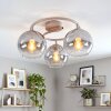 Modern Klot-taklampa Koyoto med tre klara och rökfärgade glasskärmar, sandfärgad stomme, E14