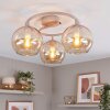 Modern klot-taklampa Koyoto med tre amberfärgade glasskärmar i klusterform
