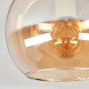 Modern klot-taklampa Koyoto med tre amberfärgade glasskärmar i klusterform