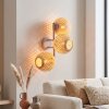 Boho vägglampa Basto med tre flätade bambuskärmar i kluster, ljusmönster på väggen