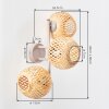 Boho vägglampa Basto i 2-pack med tre runda flätade bambuskärmar i naturfärg