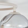 Modern Klot-taklampa Koyoto, rund ringkonstruktion, tre glasskärmar i amber, rök och klart