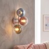 Modern vägglampa Gastor med tre glasskärmar i blått, grönt, kopparfärgat och klart