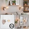 Rund vägglampa Gastor i 2-pack med klar glaskupa, E14-fattning bredvid spegeln