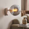 Modern sfärisk vägglampa Gastor med rökfärgad glasskärm och synlig E14-fattning