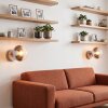 Klot-vägglampa Gastor i 2-pack med rund glasskärm i krom, rökfärgat och klart glas