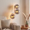 Modern vägglampa Gastor med tre runda glaskupor, sandfärgad med rökglas