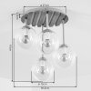 Boho trä-taklampa Gastor med 4 glaskupor i blått, grönt, krom och rökfärg i kluster