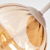 Naturfärgad trälamellplatta kluster-taklampa Koyoto med fem amberfärgade glasskärmar