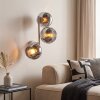 Modern vägglampa Koyoto med tre glasklot i krom och rökfärg i vertikalt arrangemang