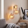 Modern vägglampa Koyoto med tre runda amberfärgade glasskärmar i vertikal rad