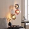 Modern vägglampa Gastor med tre färgade glasklot i blått, grönt, kopparfärgat och klart
