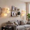 Modern Vägglampa Koyoto med 2-delat set, tre vita glasskärmar och sandfärgat metallstativ