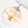 Modern taklampa Gastor med fyra runda glaskupor i amber och klart glas