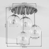 Naturfärgad trä-taklampa Koyoto med fyra glasskärmar i blått, grönt och koppar