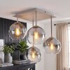 Modern cluster-taklampa Koyoto med fyra rökfärgade och klara glasskärmar för matbord