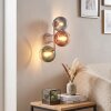 Modern kulformad vägglampa Koyoto med glasskärmar i blått, grönt, koppar och klart
