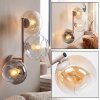 Modern vägglampa Koyoto med tre runda glasskärmar i rökfärgat, amber och klart glas