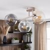 Modern kluster-taklampa Koyoto med tre rökfärgade, amberfärgade och klara glasskärmar