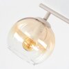 Modern Klot-taklampa Koyoto med fyra amberfärgade och klara glasskärmar