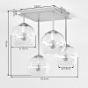 Kluster-taklampa Koyoto med 4 glasskärmar i blått, grönt, guld, krom och rökfärg